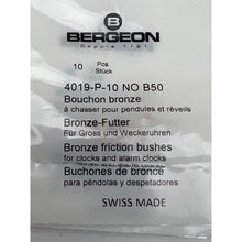 Load image into Gallery viewer, Bergeon 4019-P-10 B50 Brass Clock Bushings - Pack of 10