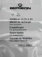 Load image into Gallery viewer, Bergeon 30080-A-10 DI 0.50 mm Steel Screwdriver Blades - Pack of 10