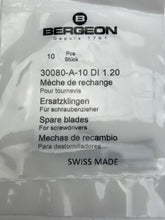 Load image into Gallery viewer, Bergeon 30080-A-10 DI 1.20 Precision Screwdriver Blades - Pack of 10