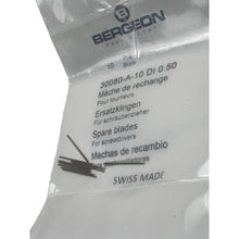 Load image into Gallery viewer, Bergeon 30080-A-10 DI 0.50 mm Steel Screwdriver Blades - Pack of 10