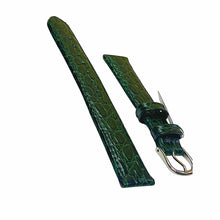 Load image into Gallery viewer, Croco pattern leather strap for watches in green color 18 mm silver tone buckle