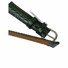 Load image into Gallery viewer, Croco pattern leather strap for watches in green color 18 mm silver tone buckle