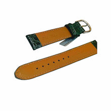 Load image into Gallery viewer, Croco pattern leather strap for watches in green color 18 mm silver tone buckle