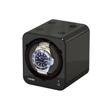 Load image into Gallery viewer, Boxy Fancy Brick black watch winder box for one watch combinable with adapter