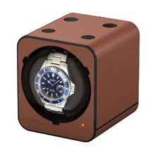 Load image into Gallery viewer, Boxy Fancy Brick brown watch winder box for one watch with adapter