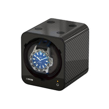 Load image into Gallery viewer, Boxy Fancy Brick carbon watch winder box for one watch combinable with adapter