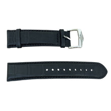 Load image into Gallery viewer, Bulova black leather watch strap with steel buckle, 22mm