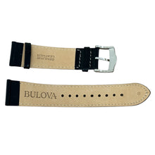 Load image into Gallery viewer, Bulova black leather watch strap with steel buckle, 22mm