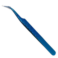 Load image into Gallery viewer, Buzzufy C13 curved blue tweezer, non-magnetic for watchmakers and jewellers, 125mm