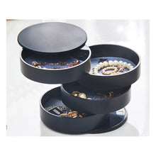 Load image into Gallery viewer, Gugita Round Black Jewellery Box Organiser with Pull-Out Compartments