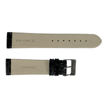 Load image into Gallery viewer, Croco pattern black leather watch strap 20 mm