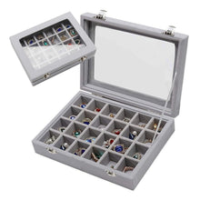 Load image into Gallery viewer, Gugita Grey Velvet Jewellery Box Organiser with Glass Lid