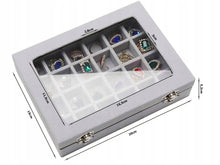 Load image into Gallery viewer, Gugita Grey Velvet Jewellery Box Organiser with Glass Lid