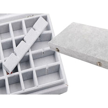 Load image into Gallery viewer, Gugita Grey Velvet Jewellery Box Organiser with Glass Lid
