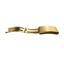 Load image into Gallery viewer, Gold plated stainless steel folding clasp for metal bracelets 18 mm