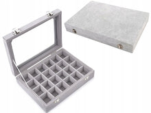Load image into Gallery viewer, Gugita Grey Velvet Jewellery Box Organiser with Glass Lid