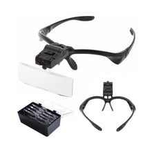 Load image into Gallery viewer, Headlamp magnifier eyeglasses torch LED with 4 lens