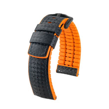 Load image into Gallery viewer, Hirsch Ayrton L black and orange calf leather watch strap 22 mm 0917692050-5-22