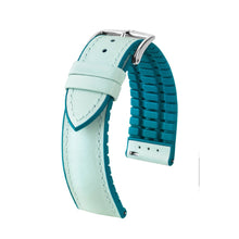 Load image into Gallery viewer, Hirsch LINDSEY light blue, Tiffany leather & rubber watch strap 18mm 0928302181-2-18