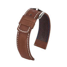 Load image into Gallery viewer, Hirsch Mariner L brown calf leather watch strap 18 mm 14502110-2-18