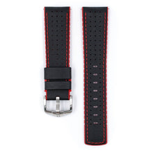 Load image into Gallery viewer, Hirsch Robby L black and red calf leather watch strap 22 mm 0912094050-4-22