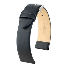 Load image into Gallery viewer, Hirsch Toronto L black calf leather watch strap 20 mm, Black Color Strap, Silver Buckle, Size 20mm L, Ref. 03702050-2-20