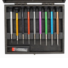 Load image into Gallery viewer, Horotec MSA01.020 (01.020-E) set of 9 precision watchmakers screwdrivers in aluminium handles