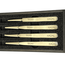 Load image into Gallery viewer, Horotec MSA12.388 Antimagnetic Tweezers Set No.1 2 3 5 904L Steel Wooden Box