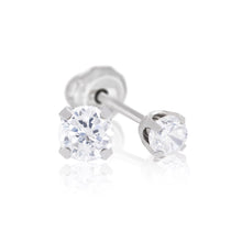 Load image into Gallery viewer, Inverness 14k white gold, 5mm piercing earrings with white stones 138E