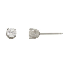 Load image into Gallery viewer, Inverness 14k white gold, 5mm piercing earrings with white stones 138E