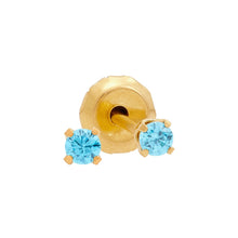 Load image into Gallery viewer, Inverness medical gold plated 2mm, Blue Topaz piercing earrings 1063C
