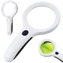 Load image into Gallery viewer, Reading Magnifier, 4x Magnification, 8 LED + UV Light, 60 mm Lens, White, Ref. 09064