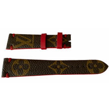 Load image into Gallery viewer, Louis Vuitton monogram leather strap for watches brown & red 20mm