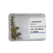 Load image into Gallery viewer, MIDO set of 20 crowns with logo for vintage watches