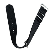 Load image into Gallery viewer, Nylon watch NATO strap black, 22mm