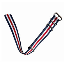 Load image into Gallery viewer, Nylon watch NATO strap blue, red and white, 20mm