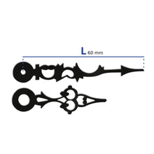Load image into Gallery viewer, Pair of antique clock hands – Aluminum, Black, 60 mm