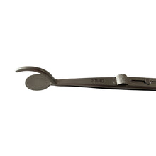Load image into Gallery viewer, Regine 201RG tweezers with a serrated base and slide lock for holding shanks and settings in position while soldering