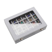 Load image into Gallery viewer, Gugita Grey Velvet Jewellery Box Organiser with Glass Lid