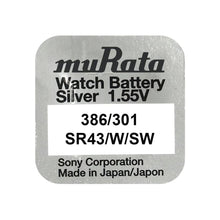 Load image into Gallery viewer, Murata/Sony 386/301 batteries for quartz watches with silver oxides 1.55 volts