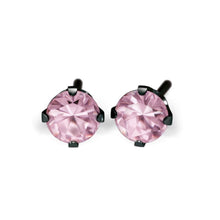 Load image into Gallery viewer, Studex black steel Earrings with Pink Cubic zirconia, 4mm, 7517-0150