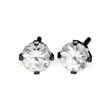 Load image into Gallery viewer, Studex black steel Earrings with White Cubic zirconia, 4mm, 7517-0100