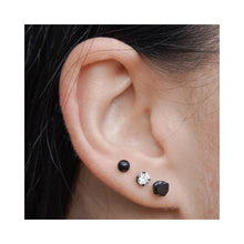 Load image into Gallery viewer, Studex black steel Earrings with White Cubic zirconia, 4mm, 7517-0100
