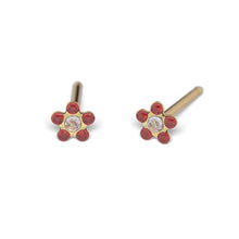 Load image into Gallery viewer, Studex Gold-Plated Baby Daisy Ruby Earrings, 3mm, 7581-6074