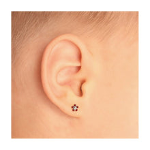 Load image into Gallery viewer, Studex Gold-Plated Baby Daisy Ruby Earrings, 3mm, 7581-6074