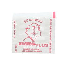 Load image into Gallery viewer, Studex Oval Children's Gold Tone Earrings with Red Stones, 3.95 mm