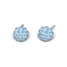 Load image into Gallery viewer, Studex silver fireball earrings with Aquamarin, 4.5mm, 7522-0303
