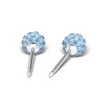 Load image into Gallery viewer, Studex silver fireball earrings with Aquamarin, 4.5mm, 7522-0303
