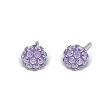 Load image into Gallery viewer, Studex silver fireball Tanzanite earrings, 4.5mm, 7522-0328