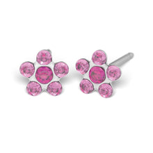 Load image into Gallery viewer, Studex silver Light Rose Fuchsia Flower Earrings, 5mm 7512-6023